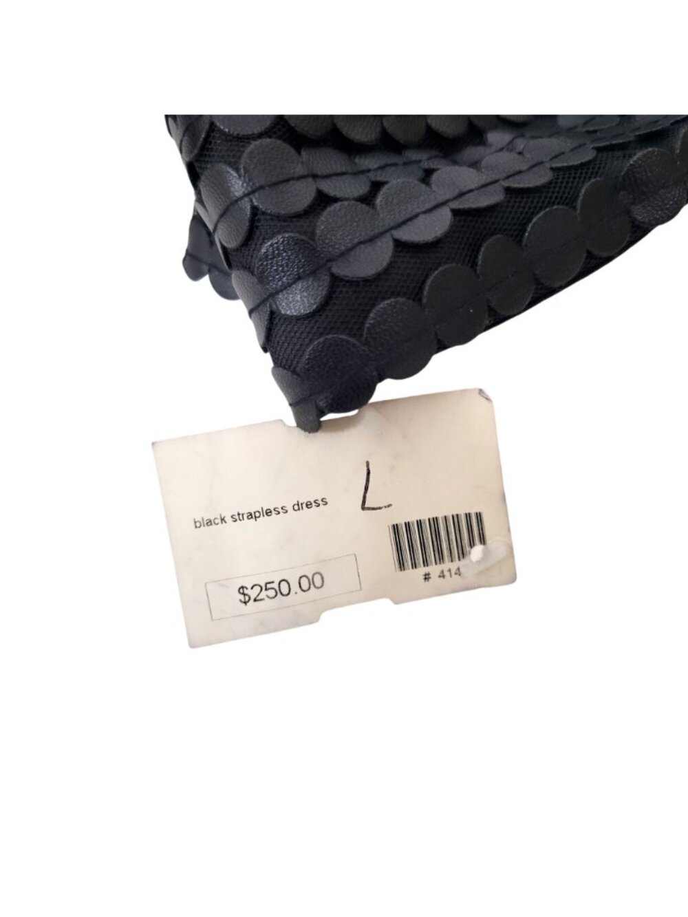 Strapless Black Textured Faux Leather Mini Dress - Picture 7 of 7